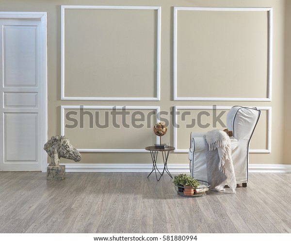 Cream Frame Wall White Door Classical Stock Photo Edit Now