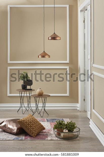 Cream Frame Wall White Door Classical Stock Photo Edit Now