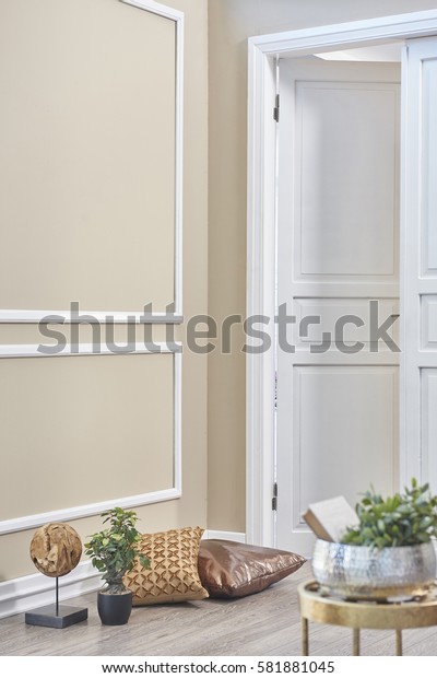 Cream Frame Wall White Door Classical Stock Photo Edit Now