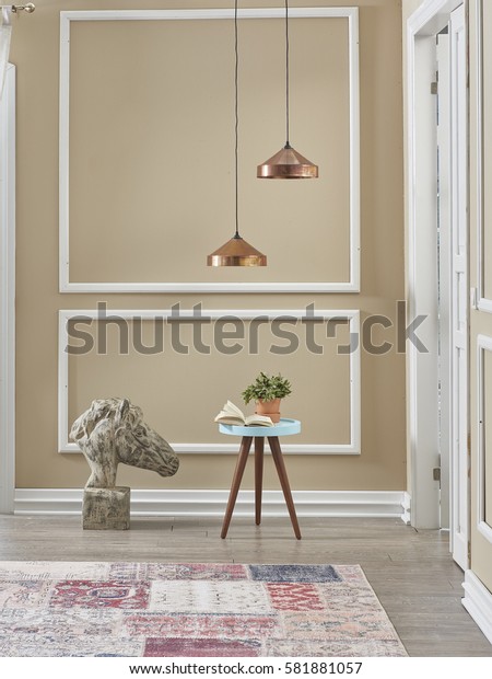 Cream Frame Wall White Door Classical Royalty Free Stock Image