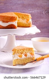 Cream And Fruit Filing Sandwich Sponge Cake