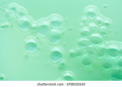 Cream Gel Green Tea Tree Transparent Cosmetic Sample Texture With Bubbles On White Background