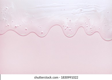 Cream Gel Light Pink Transparent Cosmetic Sample Texture With Bubbles Isolated On White Background