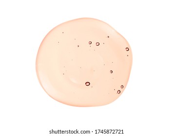 Cream Gel Orange Transparent Cosmetic Sample Texture With Bubbles Isolated On White Background