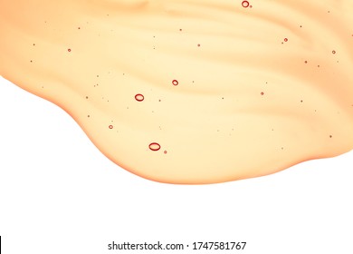 Cream Gel Orange Transparent Cosmetic Sample Texture With Bubbles Isolated On White Background