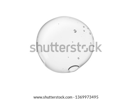 Cream gel transparent cosmetic sample texture with bubbles isolated on white background

