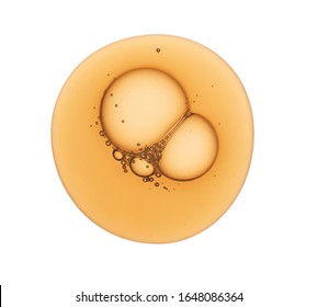 Cream Gel Transparent Orange Brown Cosmetic Sample Texture With Bubbles Isolated On White Background