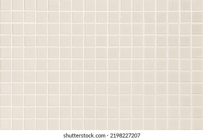 Cream light ceramic wall and floor tiles mosaic background in bathroom and kitchen. Design pattern geometric with grid wallpaper texture decoration pool. Simple seamless abstract surface clean. - Shutterstock ID 2198227207