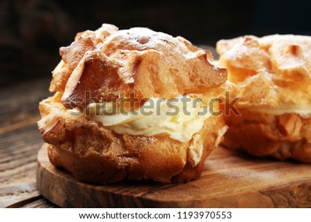 cream puffs. homemade pastry cream puff