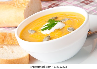 Cream Of Pumpkin Soup With Sour Cream Sauce