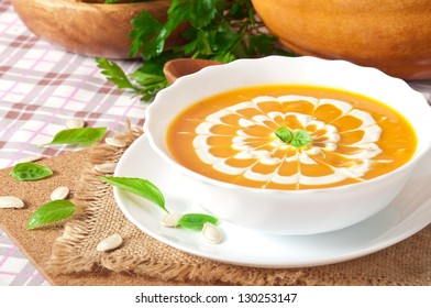 Cream Of Pumpkin Soup With Sour Cream Sauce