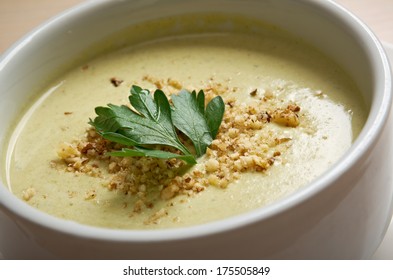 Cream Soup In White Bowl  Closeup