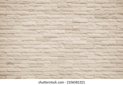 Cream and white brick wall texture background. Brickwork and stonework flooring interior rock old pattern clean concrete grid uneven bricks office design. Background of old vintage brick wall backdrop - Shutterstock ID 2106581321