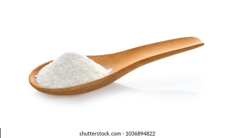 Creamer, Coffee Whitener, Non-dairy Creamer In Wood Spoon On White Background