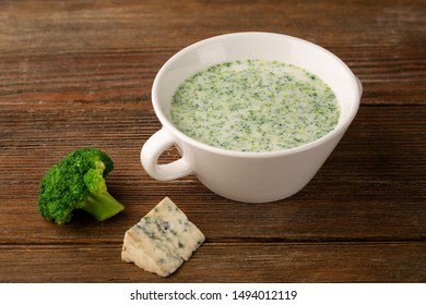 Creamy Broccoli Soup With Blue Cheese Close-up