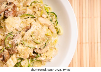 Creamy Chicken Alfredo With Zucchini Noodles , A Ketogenic Diet Meal