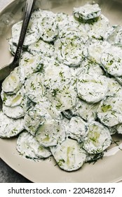 Creamy Cucumber Salad With Dill Overhead