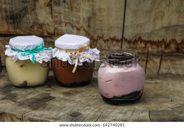 Creamy Dessert Small Glass Jars Decoration Stock Photo Edit Now