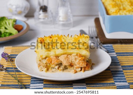 Similar – Image, Stock Photo Cod and potato casserole in sauce