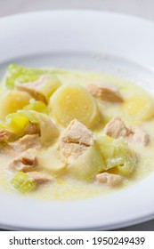 Creamy Leek Soup With Chicken Meat