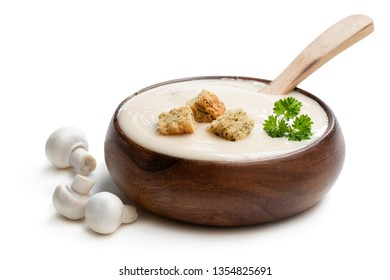 Creamy  Mushroom Soup Isolated On White 