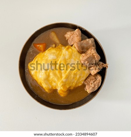 Creamy omelet with chicken karaage curry rice Stockfoto © 