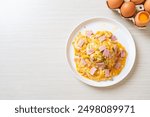 Creamy Omelet with Ham on Rice or Rice with Ham and Soft Omelet