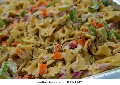 Creamy Pasta Salad With Mayonnaise And Assorted Vegetables