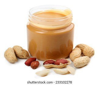 Creamy Peanut Butter, Isolated On White