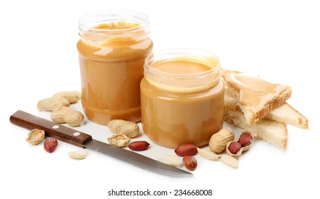 Creamy Peanut Butter, Isolated On White