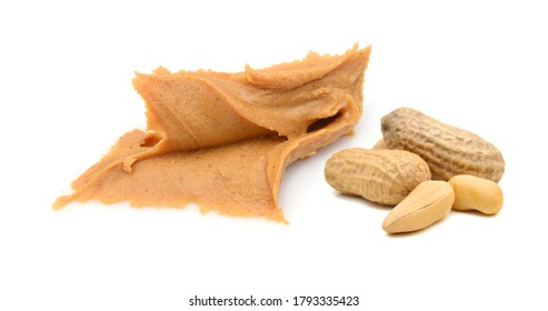 Creamy Peanut Butter On White Background