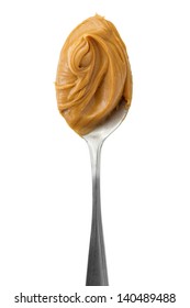 Creamy peanut butter in a spoon