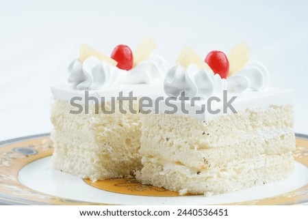 Creamy Pineapple Pastry Front View WhiteBackground Isolated On Parties