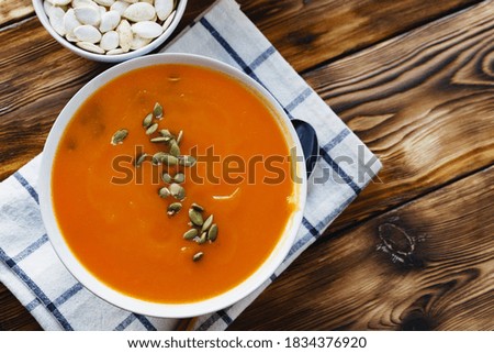 Similar – Image, Stock Photo Pumpkin soup Vegetable