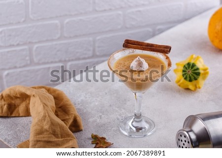 Creamy spicy pumpkin martini cocktail or liquor