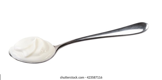 Creamy Yogurt On Spoon