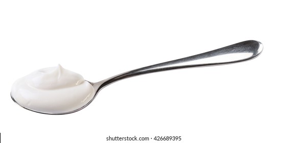 Creamy Yogurt On Spoon