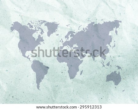 Creased paper background texture with world map