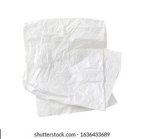 Creased Sheet Of White Wax Coated Butcher Paper Isolated On White