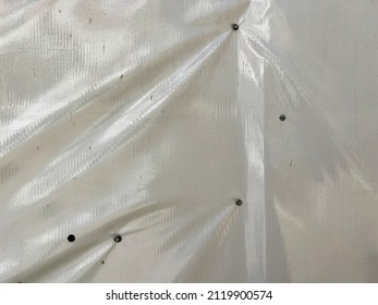 Creased Wrinkled Abstract Outdoor Vinyl Banner Texture With Old Screws 