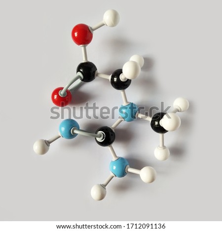 Creatine molecular structure isolated on white background. Chemical formula is C4H9N3O2.