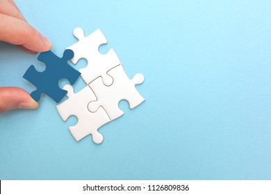 Creating Or Building Own Business Concept. Puzzle Piece Mismatch, Construction And Development, Build Construct, Idea And Success, Solution And Growth, Difference