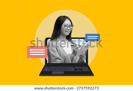 Creating a Collage With a Person in Front of a Computer During a Virtual Meeting