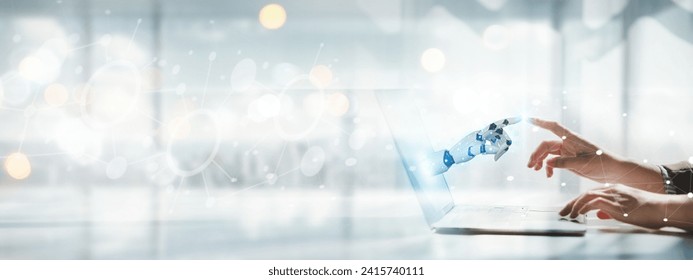 Creating a data set for AI generated to follow human-input instructions, Using artificial intelligence technology or AI comes into use in business,  Artificial intelligence and AI technology concept.