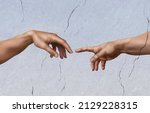The creation of Adam, as a photographic imitation. Michelangelo