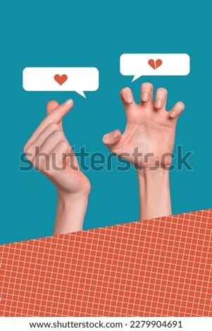 Creative 3d photo artwork graphics collage painting of love arm dislike angry hand isolated drawing background