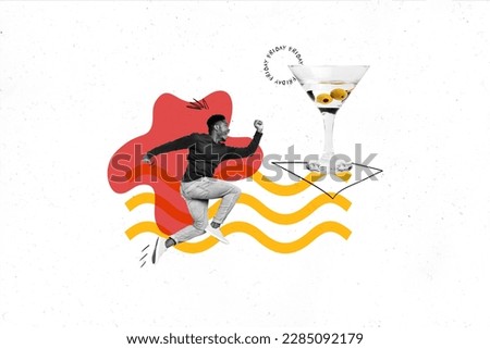 Creative 3d photo artwork graphics collage painting of excited funky guy excited friday party isolated drawing background