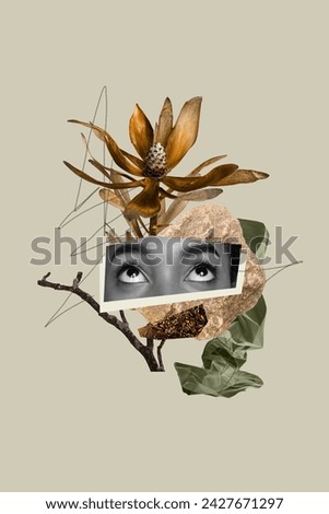 Similar – half of a girl’s face with a white lily and closed eyes