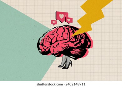 Creative abstract template collage of brain woman legs high heels social media heart like icon love billboard comics zine minimal concept - Powered by Shutterstock