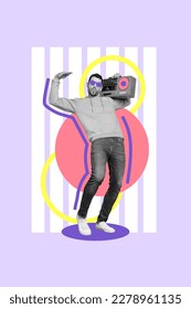 Creative abstract template collage of dancing male hold boombox have fun dj party maker clubbing chill young celebrate holiday - Shutterstock ID 2278961135